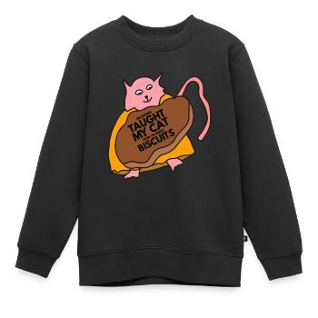 Grandma Taught My Cat How To Make Biscuits - Kids Premium Organic Sweatshirt - black - Front - AI Model Kid Female (0cm)