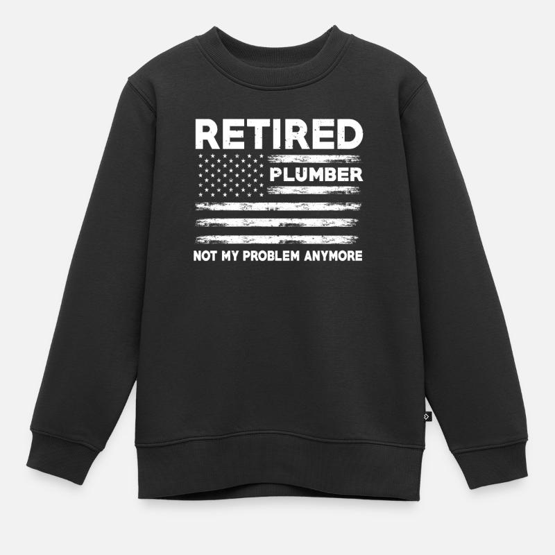 Plombier à la retraite du drapeau américain - Sweat Premium enfant bio - noir