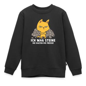Ich mag Steine die halten die Fresse - Kinder Premium Organic Sweatshirt - Schwarz - Vorne - AI Model Kid Female (0cm)