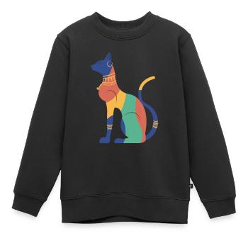 Bastet Chat égyptien Egypte Pyramide - Sweat Premium enfant bio - noir - Devant - AI Model Kid Female (0cm)