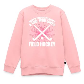 Field Hockey Hockeyspieler - Kinder Premium Organic Sweatshirt - Rosa - Vorne - AI Model Kid Female (0cm)