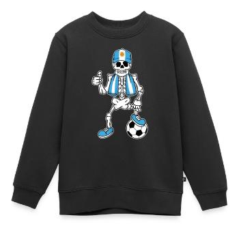 Argentinisches Fußballfan Skelett - Kinder Premium Organic Sweatshirt - Schwarz - Vorne - AI Model Kid Female (0cm)