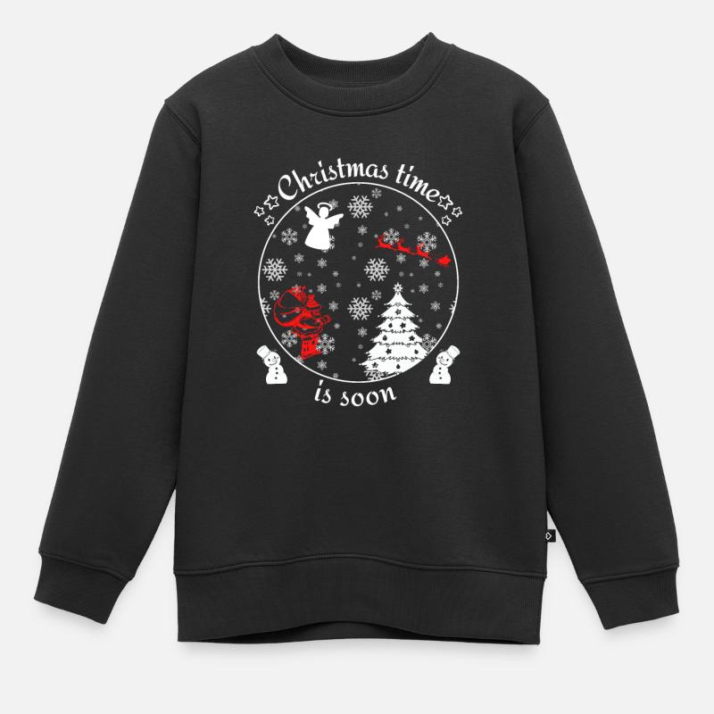 Le temps de Noël est bientôt Noël est bientôt - Sweat Premium enfant bio - noir
