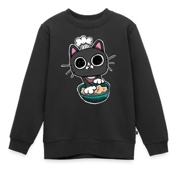 Kitty making Biscuits Cat Black - Kids Premium Organic Sweatshirt - black - Front - AI Model Kid Female (0cm)