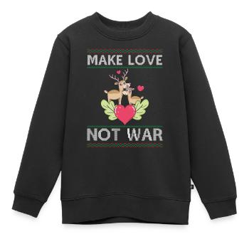 Deer Couple Reindeer - Make Love Not War - Ugly Ch - Kinder Premium Organic Sweatshirt - Schwarz - Vorne - AI Model Kid Female (0cm)
