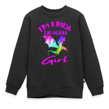 Je suis un peu Dragon Girl Mythical Creature Dragon - Sweat Premium enfant bio - noir - Devant - AI Model Kid Female (0cm)