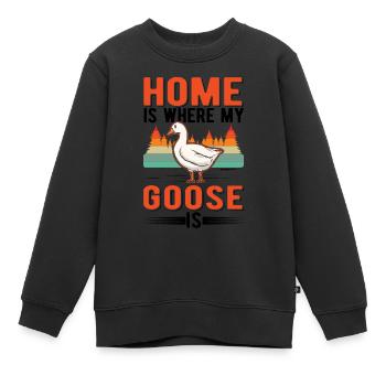 La maison est l’endroit où mon oie est Oie Oie Oie - Sweat Premium enfant bio - noir - Devant - AI Model Kid Female (0cm)
