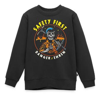 Safety First Danger Ehren - Kinder Premium Organic Sweatshirt - Schwarz - Vorne - AI Model Kid Female (0cm)
