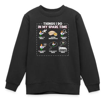 Inde - Sweat Premium enfant bio - noir - Devant - AI Model Kid Female (0cm)