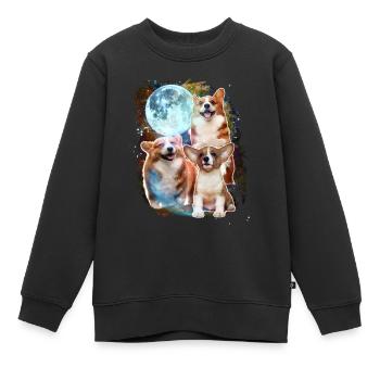 3 Moon Corgi Hund Liebhaber Cool Tier Haustier Neuheit Wortspiel - Kinder Premium Organic Sweatshirt - Schwarz - Vorne - AI Model Kid Female (0cm)