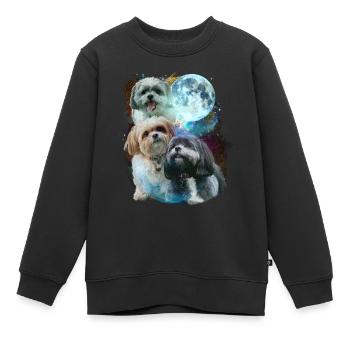 3 Mond Shih Tzu Hund Liebhaber Cool Tier Haustier Neuheit - Kinder Premium Organic Sweatshirt - Schwarz - Vorne - AI Model Kid Female (0cm)