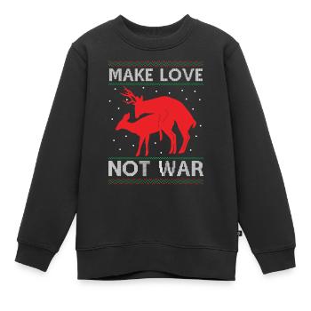 Deer Couple Reindeer - Make Love Not War - Ugly Ch - Kinder Premium Organic Sweatshirt - Schwarz - Vorne - AI Model Kid Female (0cm)