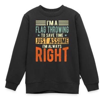 Flagge Werfen - Kinder Premium Organic Sweatshirt - Schwarz - Vorne - AI Model Kid Female (0cm)