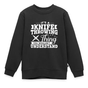 Lanceur de couteaux Disque Lanceur de couteau cadeau - Sweat Premium enfant bio - noir - Devant - AI Model Kid Female (0cm)