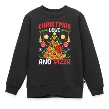 Pizza Junk Food lustiger Spruch Weihnachten, Liebe - Kinder Premium Organic Sweatshirt - Schwarz - Vorne - AI Model Kid Female (0cm)