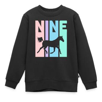 9 ans fille cheval cadeau anniversaire - Sweat Premium enfant bio - noir - Devant - AI Model Kid Female (0cm)