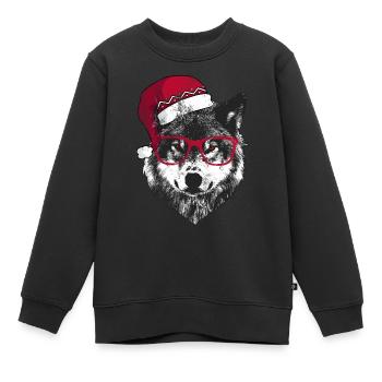 Loup de Noël grincheux - Sweat Premium enfant bio - noir - Devant - AI Model Kid Female (0cm)
