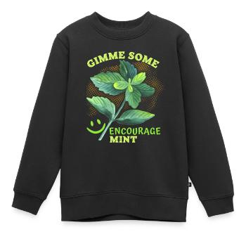 menthe poivrée, menthe drôle menthe poivrée dicton, jeu de mots - Sweat Premium enfant bio - noir - Devant - AI Model Kid Female (0cm)