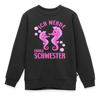 Bald Große Schwester Seepferdchen Geschwister - Kinder Premium Organic Sweatshirt - Schwarz - Vorne - AI Model Kid Female (0cm)