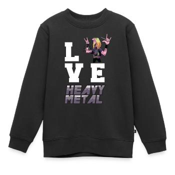 J’adore le heavy metal rock toi fan de metal rocking hard r - Sweat Premium enfant bio - noir - Devant - AI Model Kid Female (0cm)