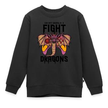 In meiner Welt kämpfe ich - Kinder Premium Organic Sweatshirt - Schwarz - Vorne - AI Model Kid Female (0cm)