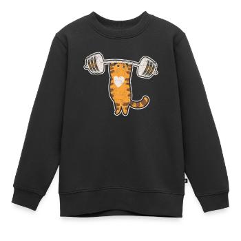 Cat Deadlifting Funny Fitness Gym Lover Barbell Wo - Kinder Premium Organic Sweatshirt - Schwarz - Vorne - AI Model Kid Female (0cm)