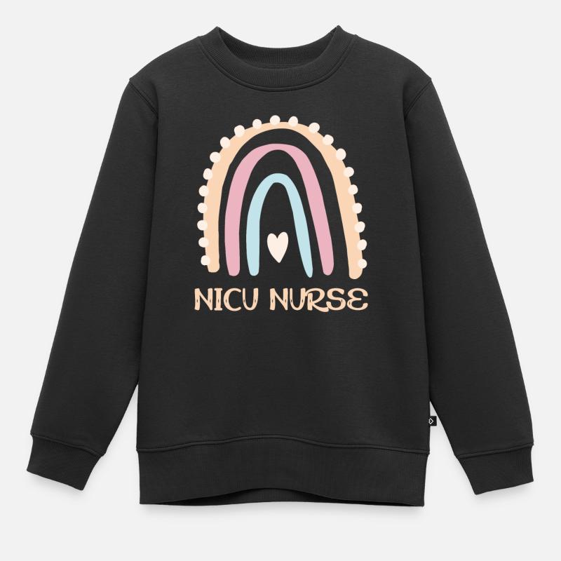 NICU Krankenschwester - Regenbogenherz - Kinder Premium Organic Sweatshirt - Schwarz