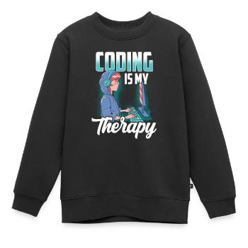 Programmieren Ist Meine Therapie Coder Coding Code - Kinder Premium Organic Sweatshirt - Schwarz - Vorne - AI Model Kid Female (0cm)