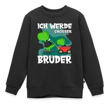 Ich Werde Großer Bruder Dino Geschwisterkind - Kinder Premium Organic Sweatshirt - Schwarz - Vorne - AI Model Kid Female (0cm)