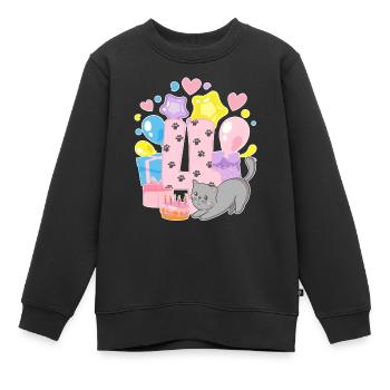 Birthday Shirt Kitten Finally 4 Years Girl - Kids Premium Organic Sweatshirt - black - Front - AI Model Kid Female (0cm)