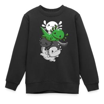 Demiromantischer Stolz Kawaii Axolotl Haufen Demir - Kinder Premium Organic Sweatshirt - Schwarz - Vorne - AI Model Kid Female (0cm)