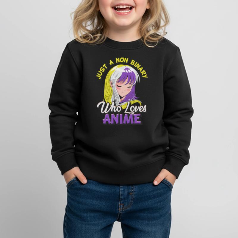 Non-binary anime girl Just a non-binary, Kids Premium Organic Sweatshirt