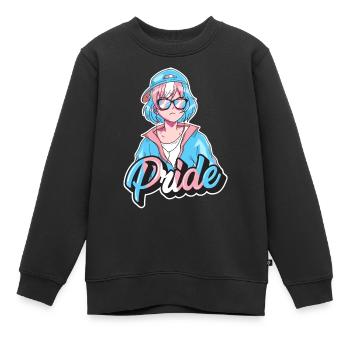 Transgender Pride Japonais Cool Anime Girl Tra - Sweat Premium enfant bio - noir - Devant - AI Model Kid Female (0cm)