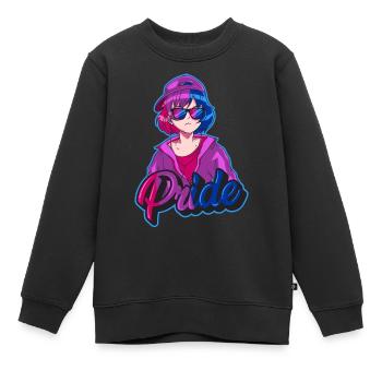 Bisexuell Stolz Bi Japanisch Cool Anime Mädchen Bi - Kinder Premium Organic Sweatshirt - Schwarz - Vorne - AI Model Kid Female (0cm)