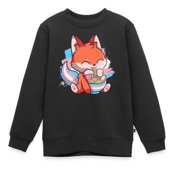Transgender Pride Kawaii Fox Ramen Noodles Trans - Sweat Premium enfant bio - noir - Devant - AI Model Kid Female (0cm)