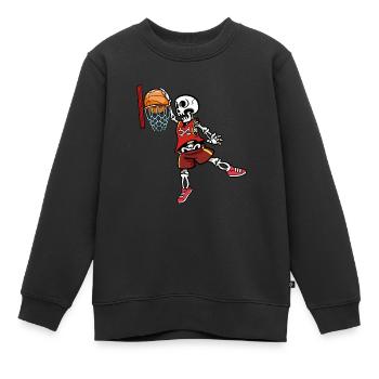 Basketteur Skeleton Dunking Basketballer - Sweat Premium enfant bio - noir - Devant - AI Model Kid Female (0cm)