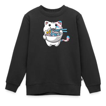 Transgender Pride Kawaii Cat Ramen Noodles Trans - Sweat Premium enfant bio - noir - Devant - AI Model Kid Female (0cm)