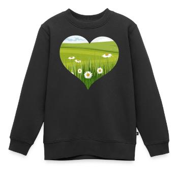 Bloomcore Esthétique Flowercore Heart Shape Cottagecor - Sweat Premium enfant bio - noir - Devant - AI Model Kid Female (0cm)