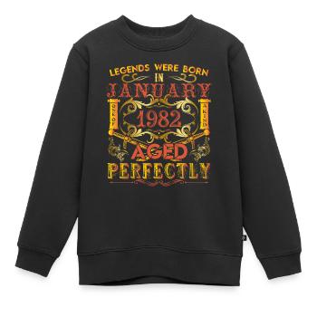 Januar 1982 - Geburtstag 1982 wurden Legenden geboren. - Kinder Premium Organic Sweatshirt - Schwarz - Vorne - AI Model Kid Female (0cm)