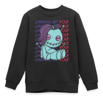 Gruseliger Voodoo Ich denke an dich! Gruseliges Ha - Kinder Premium Organic Sweatshirt - Schwarz - Vorne - AI Model Kid Female (0cm)