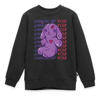 Voodoo-Häschen denkt an dich Voodoo-Halloween-Zaub - Kinder Premium Organic Sweatshirt - Schwarz - Vorne - AI Model Kid Female (0cm)