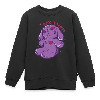 Lapins vaudou Est-ce que ça fait mal? Poupée vaudou Halloween - Sweat Premium enfant bio - noir - Devant - AI Model Kid Female (0cm)