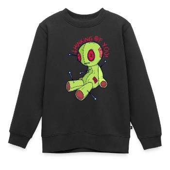 Voodoo Puppe Hexerei Ich denke an dich! Gruseliges - Kinder Premium Organic Sweatshirt - Schwarz - Vorne - AI Model Kid Female (0cm)