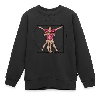 Uke Vitruvian Joueur de ukulélé Drôle de ukulélé - Sweat Premium enfant bio - noir - Devant - AI Model Kid Female (0cm)