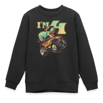 Anniversaire 4 ans 4ème anniversaire - Sweat Premium enfant bio - noir - Devant - AI Model Kid Female (0cm)