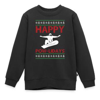 Snowboarding Ugly Christmas - Happy Pow-Lidays - Sweat Premium enfant bio - noir - Devant - AI Model Kid Female (0cm)