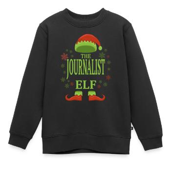 Journalist Weihnachtself - Kinder Premium Organic Sweatshirt - Schwarz - Vorne - AI Model Kid Female (0cm)