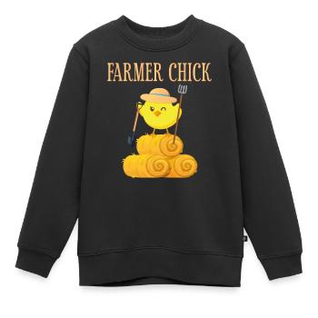 Farming Farmer Girl Chicken Farmer - Kinder Premium Organic Sweatshirt - Schwarz - Vorne - AI Model Kid Female (0cm)