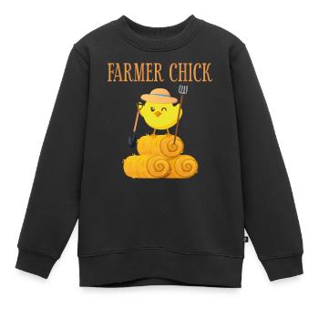 Farming Farmer Girl Chicken Farmer - Kinder Premium Organic Sweatshirt - Schwarz - Vorne - AI Model Kid Female (0cm)