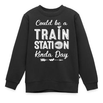 Pourrait être une sorte de gare - Sweat Premium enfant bio - noir - Devant - AI Model Kid Female (0cm)